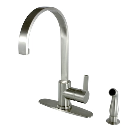 Gourmetier LS8718CTLSP Continental Single-Hndl Kitchen Faucet W/Side Sprayer, Nkl LS8718CTLSP